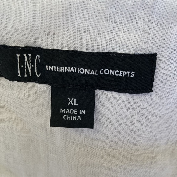 White Button-Up Linen Shirt INC International Concepts XL no flaws - Picture 3 of 7